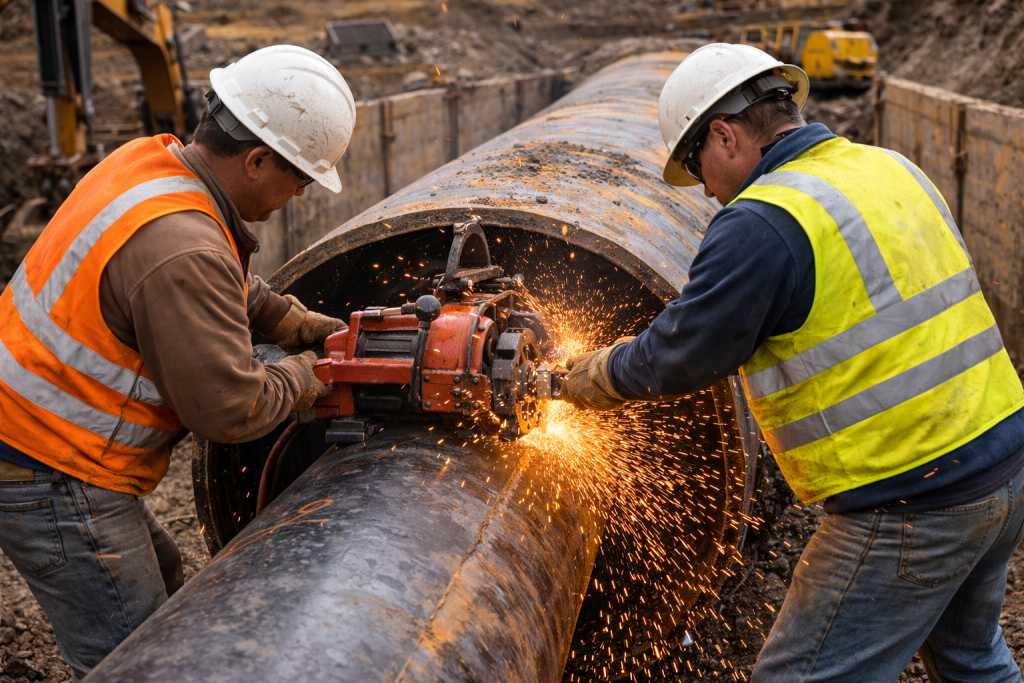 Pipe Cutting, Testing, Freezing